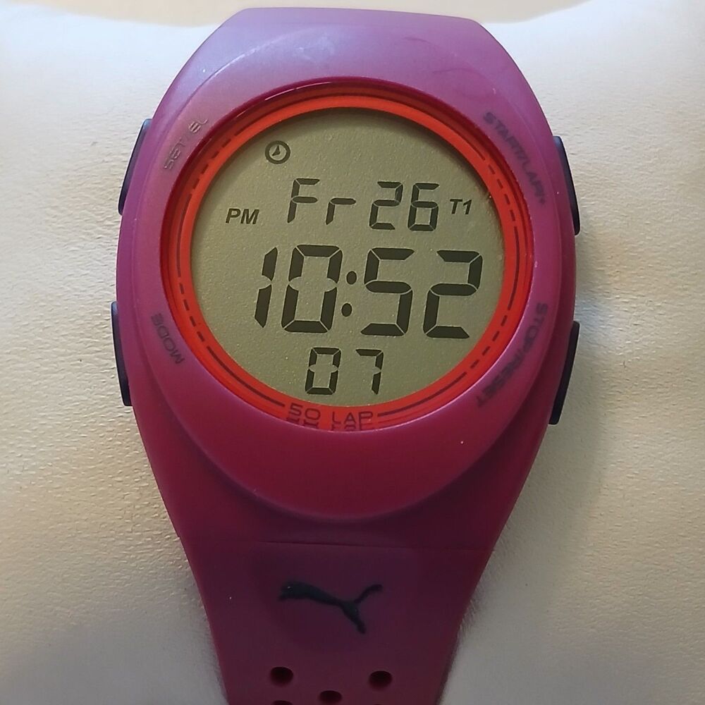 Puma Digital Sports Women's Watch Purple Pink 50 Lap 37mm 911012003